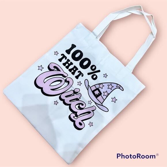 100% That Witch Canvas Tote Bag Handmade - Picture 1 of 4